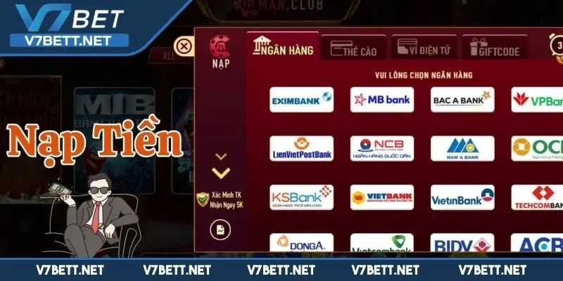 Hướng dẫn chi tiết nạp tiền V7BET qua ngân hàng